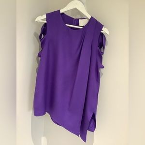 3.1 Phillip Lim Womens Back Zip Cold Shoulder Silk Side Slit Top